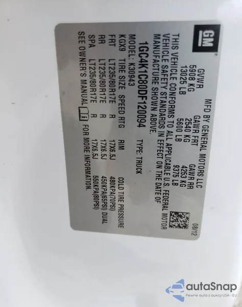 2013 Chevrolet Silverado K3500 Ltz from USA, damaged, VIN 1GC4K1C80DF120094